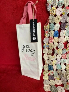 New With Tags Yes Way, Rose! Wine Bag Canvas with Pink Handles Reusable Tote - Picture 1 of 5