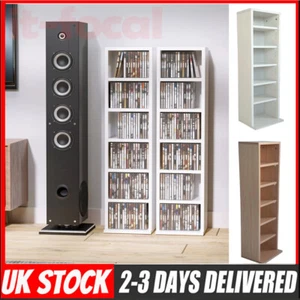 6 Tier Wooden CD DVD Game Book Shelf Storage Tower Rack- Fits 102 CDs Holder - Picture 1 of 23
