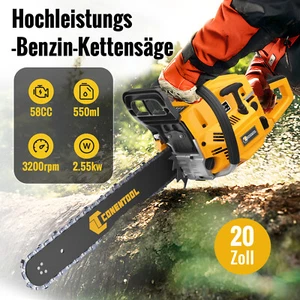 20 Zoll Benzin Kettensäge Baumsäge Holzsäge 2-Takt Werkzeug Tiefes Astschnitt - Bild 1 von 10