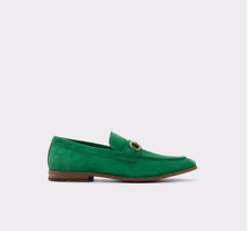 Aldo Corsa Green Suede Men Shoes Size US 10 Loafer Square toe Slip-on Metal