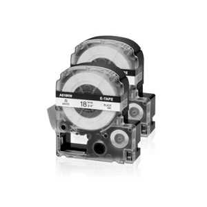 2PK Fits EPSON K-Sun 218BW 218BWPX 18mm Tape Black on White Label 3/4" - Picture 1 of 11