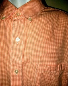 Ivy Crew Orange Gingham Checked Oxford Summerweight Size L Shirt Long Sleeve EUC - Picture 1 of 9