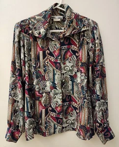 Vintage Anna Kriste Paisley künstlerische Langarm Bluse Größe 8 Zierlich Hergestellt in den USA - Bild 1 von 18