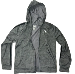 Adidas Boys Large (14 / 16) L Gray Hoodie Athletic Full Zip Pull Over Classic - Picture 1 of 7