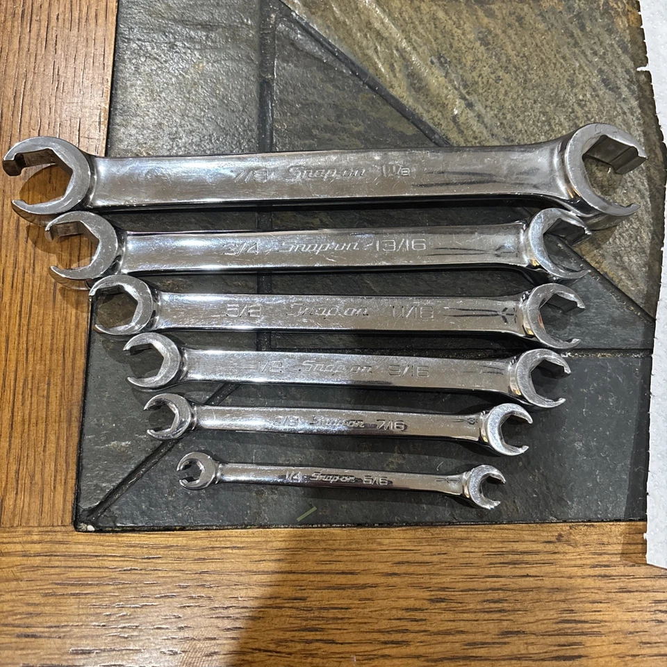 Juego de llaves de línea de tuerca acampanada Snap-on 6 piezas SAE cromadas serie RXH EE. UU. - Imagen 1 de 4