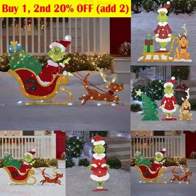 GRINCH Stealing the CHRISTMAS Outdoor Glowing Decor LED Light Monster Decoration - Image 1 of 4
