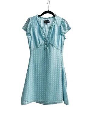 Dolls Kill Delia’s Groovy Retro Pointelle Henley Mini Dress Y2K Boho Size Small - Image 1 of 4