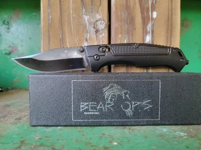 Bear & Son Bear OPS Rancor IV 550 🇺🇲: Black Aluminum & 3¼" 14C28N Clip Knife - Image 1 of 4