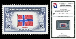 Scott 911 1943 5c Norway Issue Mint Graded Superb 98 NH with PSE CERT - Picture 1 of 1