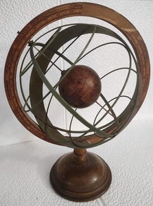 Antigua Esfera Armilar De Madera - Imagen 1 de 23