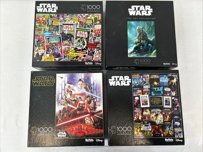 Lote de 4 rompecabezas de Star Wars 1000 piezas Buffalo Comics videojuegos bellas artes usados en excelente estado Foto 1 de 4