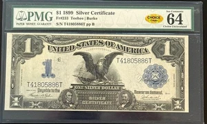 1899 $1 Silver Certificate Blue Seal Fr# 233 PMG 64 FRICKE STICKER Black Eagle - Picture 1 of 2