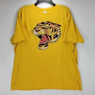 Ed Hardy Christian Audigier Tiger Double Sided Vintage Y2k Shirt Mens 2XL Yellow - Image 1 of 4