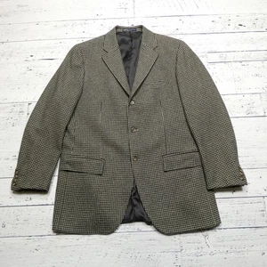 Polo Ralph Lauren Blazer Mens Large 42 Houndstooth Cashmere Italy Sport Jacket - Picture 1 of 8