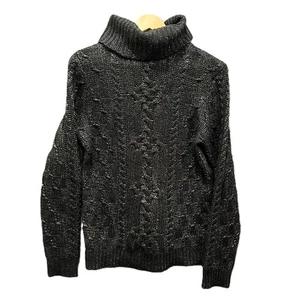 Lauren Ralph Lauren Rollkragenpullover Metallic Zopfmuster Schwarz M Festlich Party - Bild 1 von 8