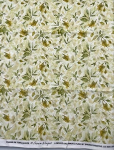 2024 TONAL LEAVES by Susan Winget for Springs Creative Green Cream Gold - BTY - Picture 1 of 1