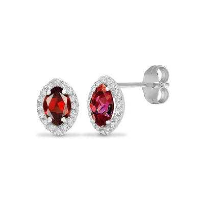 Серьги-гвоздики из белого золота 18 карат Jewelco London с бриллиантами гранатом Tears Of Joy - Изображение 1 из 3