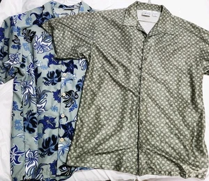 Lote De 2 Camisas Para Hombre Street Culture XL Botón Negro Asiático Poliéster Geométrico  - Imagen 1 de 9