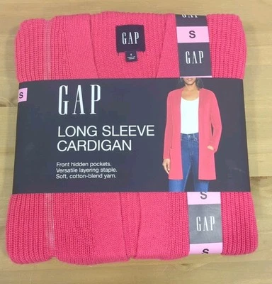 V3-NUEVO! Cárdigan acanalado manga larga Gap para dama talla S frambuesa Foto 1 de 4