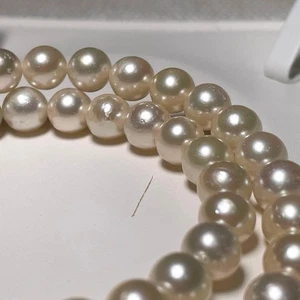 Akoya Pearl Necklace Large Strong Luster Silver 8.0-8.5mm From Japan - Picture 1 of 24