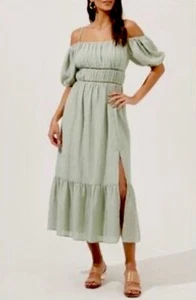 ASTR The Label Sage Green Off The Shoulder Midi Dress Medium - Picture 1 of 11
