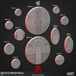City Stone Church Style Themed  Paintable Miniature Model Bases Circle Oval - Picture 1 of 1