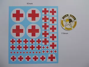 VEHICULE MILITAIRE 1/50 SOLIDO VEREM CEF PLANCHE DE DECALCOMANIES CROIX ROUGE - Imagen 1 de 4