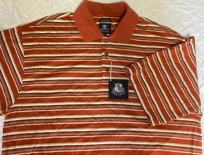 New! Pebble Beach Apparel Burnt Orange Large Striped Men's Golf Polo 100% Cotton - Image 1 of 4