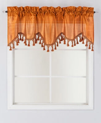 1 PIEZA BONITA CORTINA DE VENTANA CENEFA ONDULADA TRANSPARENTE COLOR SÓLIDO CON ADORNOS DE CUENTAS EN CASCADA  Foto 1 de 2