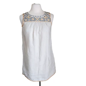 C&C California 100% Linen Dress Women's XS Embroidered Sleeveless Beach Boho - Picture 1 of 15