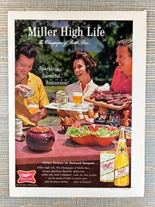 Miller High Life Cerveza Patio Trasero Banquete Picnic Milwaukee WI 1964 Anuncio Impreso De Colección - Imagen 1 de 1
