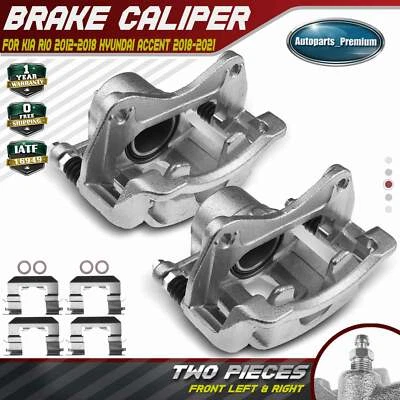 2x Pinza de freno de disco delantera con soporte para Hyundai Accent 18-22 Kia Rio 12-22 Foto 1 de 4
