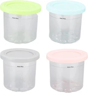 4Pcs Ice Cream Pint Cups Container Box w/ Lid ABS Plastic (Blue Green Grey Pink) - Picture 1 of 7
