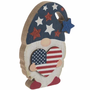 Gnomo 4 de Julio con Corazón Mesa Patriótica Decoración Hogar Vacaciones Decoración Regalo - Imagen 1 de 2