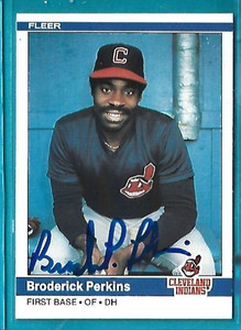 BRODERICK PERKINS signed 1984 Fleer baseball card #548 CLEVELAND INDIANS