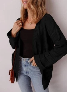 SHEWIN Women's Open Front Lightweight Cardigan Casual Long Sleeve Knit Loose Swe - Picture 1 of 6