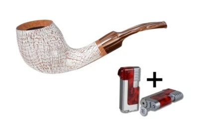 Vauen Pfeife Fuji sand weiss 4271 + Necuma Pfeifenfeuerzeug - Bild 1 von 4