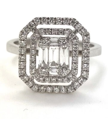 Estate 18K White Gold 0.74 CTW Diamond (F, VS1) Halo Engagemnent Ring Size 6.5 - Image 1 of 3