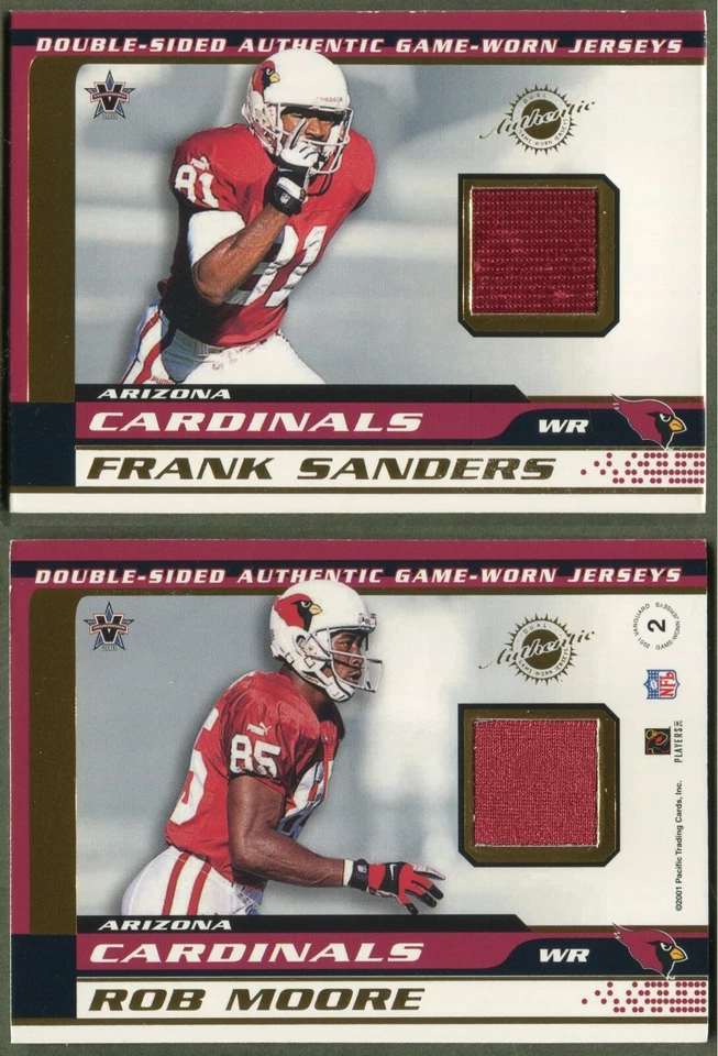 2001 Pacific Vanguard Double Sided Jerseys #2 Rob Moore / Frank Sanders Cardinal - Image 1 of 1