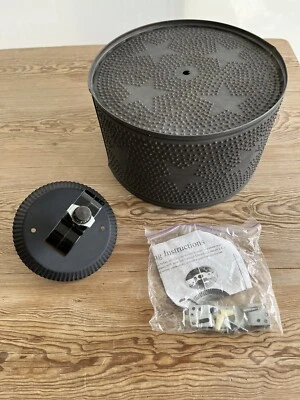 CEILING LIGHT Primitive Round Chisel Punched Tin Star Pattern Country Shade (#1) - Image 1 of 4