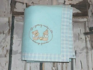 Cuddle Time Vintage Acrylic Baby Blanket Bear Rabbit 37" x 44" - Picture 1 of 5