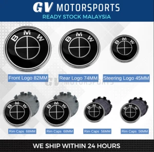 Full Black Edition Emblem Rim Cap Cover For BMW X Series GT E90 F30 F10 G20 G30 - Foto 1 di 12