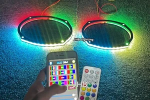 2PCS 6x9" Remote Bluetooth CHASING Flow Subwoofer Car Speaker Rings Lights Set - Picture 1 of 21