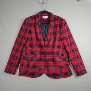 Boden giacca tartan US 16 rosso misto quadri check misto lana blazer tasche T0448 - Foto 1 di 11