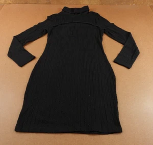 BTFBM Women's Large Black Knit Long Sleeve Cut Out Turtleneck Bodycon Dress NWT - Picture 1 of 9