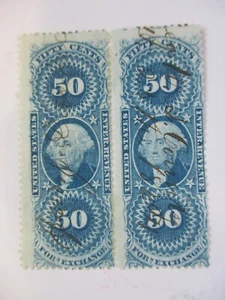 "U.S. REVENUE "(PAIR) Sc#R56c .50c FOR-EXCHANGE CAT $45 SEE PIC - Picture 1 of 2