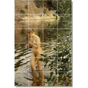 Anders Zorn Nude Painting Ceramic Tile Mural PT10019. 48 x 72 (24) 12x12 tiles - Picture 1 of 1