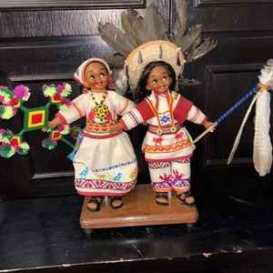 Vintage Folk Art Huichol Doll Traditional Huichol Mexican Native Dolls 12” - Picture 1 of 21