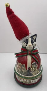 Smithsonian Cat Santa Claws Music Box Figurine Decoupage 11" - Picture 1 of 7
