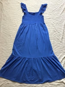 F+F Ladies Blue Cotton Strappy Maxi Sun Dress - Sz 16 - Picture 1 of 5